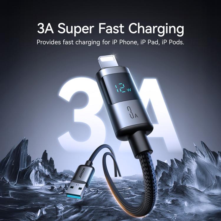JOYROOM S-A16 Pro Prism Series 3A Digital Display USB to 8 Pin Fast Charging Data Cable, Length: ...