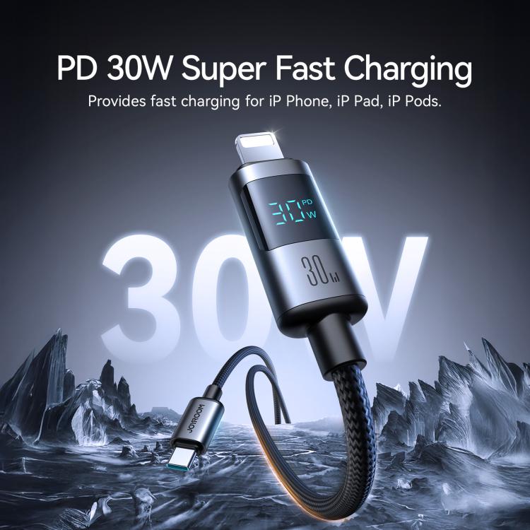 JOYROOM S-A16 Pro Prism Series 30W Digital Display Type-C to 8 Pin Fast Charging Data Cable, Leng...