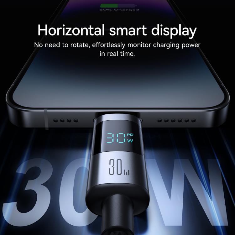 JOYROOM S-A16 Pro Prism Series 30W Digital Display Type-C to 8 Pin Fast Charging Data Cable, Leng...