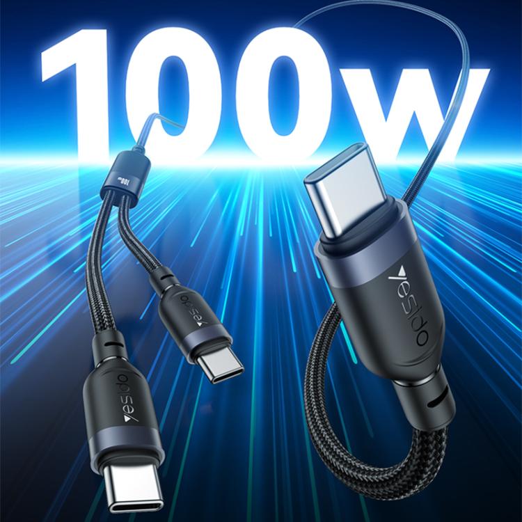 Yesido CA92 100W 5A USB-C / Type-C to Dual Type-C 2 in 1 Charging Cable