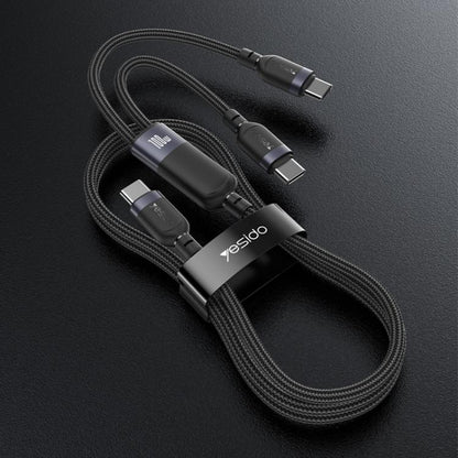 Yesido CA92 100W 5A USB-C / Type-C to Dual Type-C 2 in 1 Charging Cable