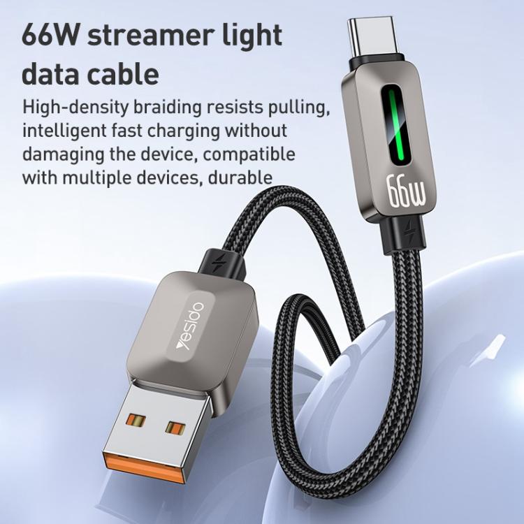 Yesido CA137C 66W USB to Type-C Streamer Light Data Cable, Length: 1.2m