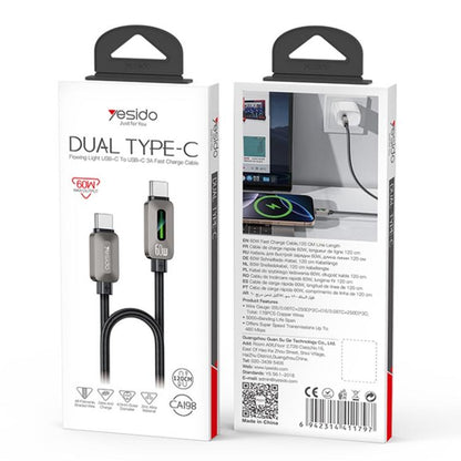 Yesido CA198 60W Type-C to Type-C Streamer Light Data Cable, Length: 1.2m