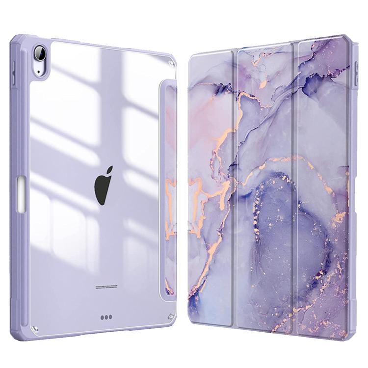 Marble Pattern Crystal Acrylic Smart Tablet Leather Case with Pen Slot