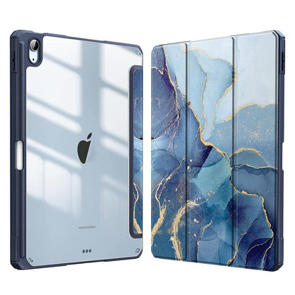 Marble Pattern Crystal Acrylic Smart Tablet Leather Case with Pen Slot