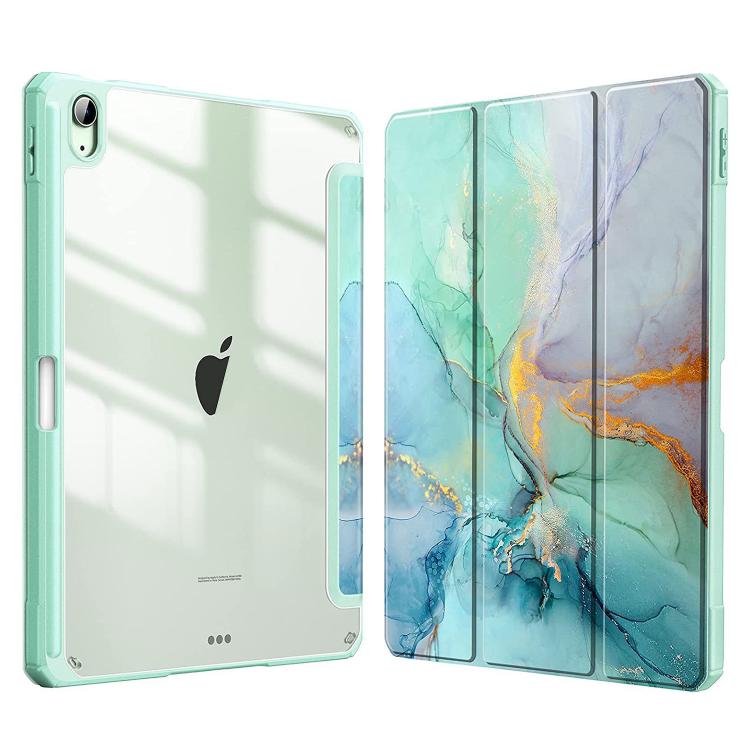 Marble Pattern Crystal Acrylic Smart Tablet Leather Case with Pen Slot