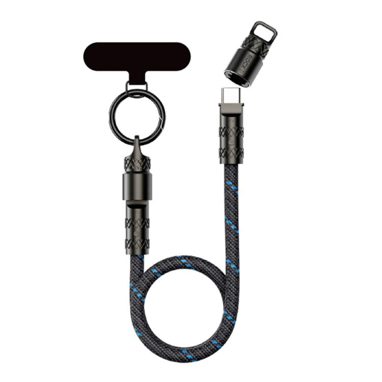 ROCK R15 Type-C to Type-C 60W Phone Lanyard Fast Charging Zinc Alloy Data Cable