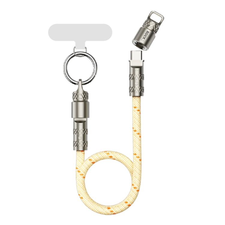 ROCK R15 Type-C to Type-C 60W Phone Lanyard Fast Charging Zinc Alloy Data Cable
