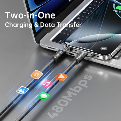 ROCK R15 Type-C to Type-C 60W Phone Lanyard Fast Charging Zinc Alloy Data Cable