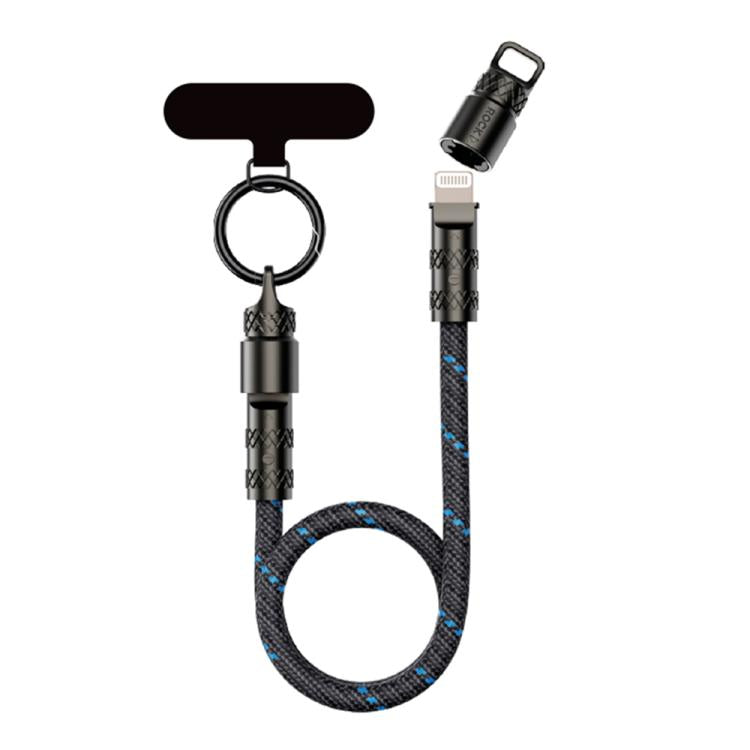 ROCK R15 Type-C to 8 Pin 27W Phone Lanyard Fast Charging Zinc Alloy Data Cable