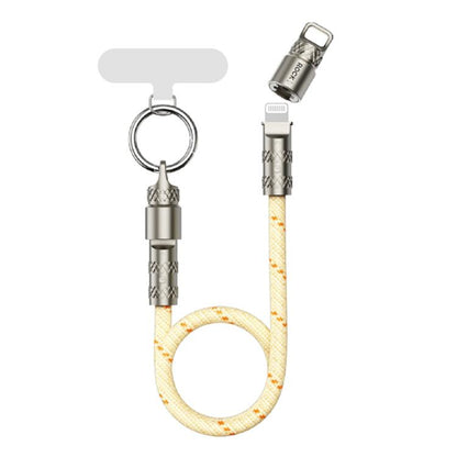ROCK R15 Type-C to 8 Pin 27W Phone Lanyard Fast Charging Zinc Alloy Data Cable