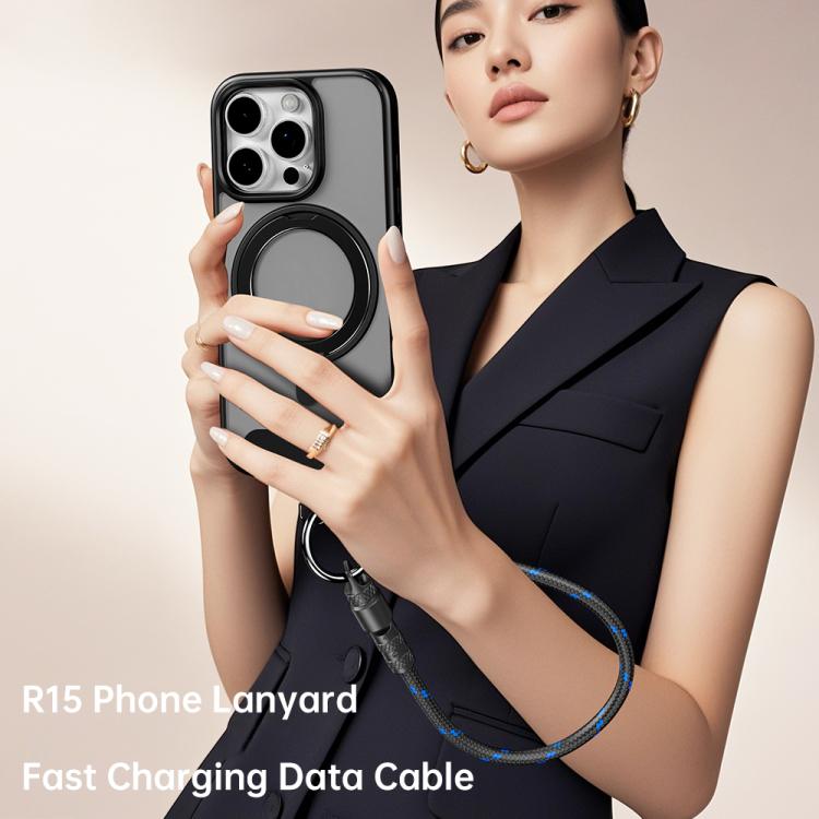 ROCK R15 Type-C to 8 Pin 27W Phone Lanyard Fast Charging Zinc Alloy Data Cable, Type-C to 8 Pin