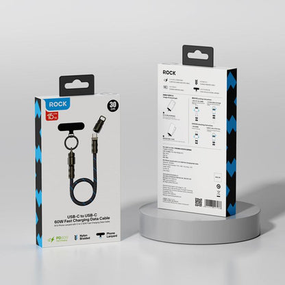 ROCK R15 Type-C to 8 Pin 27W Phone Lanyard Fast Charging Zinc Alloy Data Cable