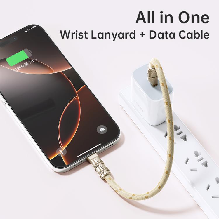 ROCK R15 Type-C to 8 Pin 27W Phone Lanyard Fast Charging Zinc Alloy Data Cable
