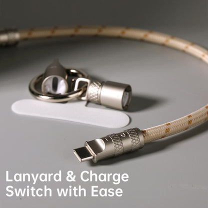 ROCK R15 Type-C to 8 Pin 27W Phone Lanyard Fast Charging Zinc Alloy Data Cable