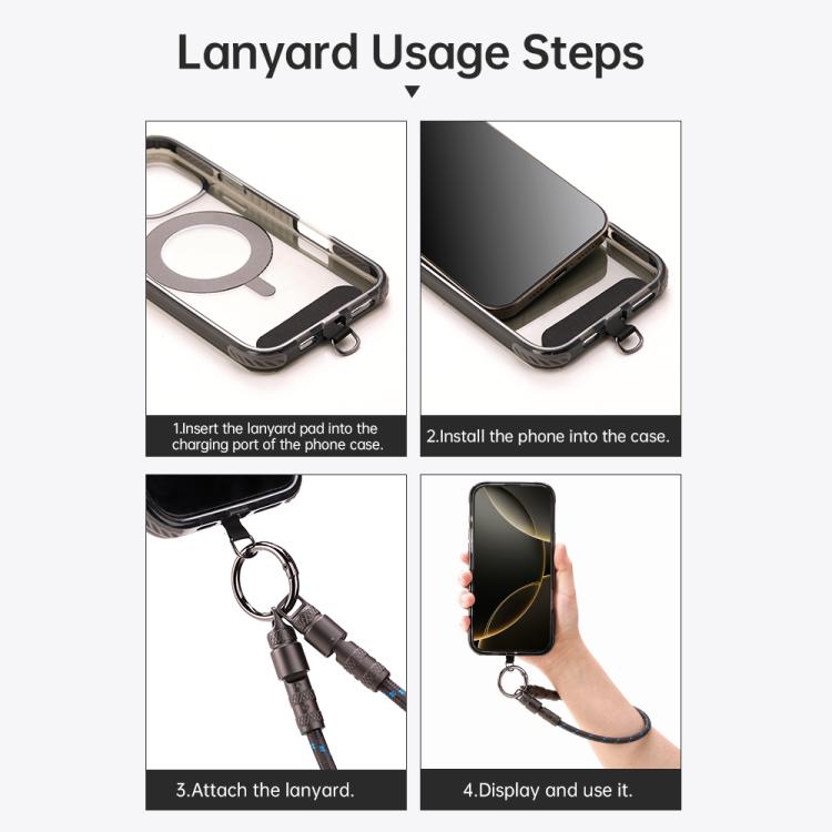 ROCK R15 Type-C to 8 Pin 27W Phone Lanyard Fast Charging Zinc Alloy Data Cable