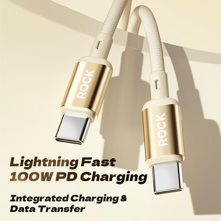ROCK R18 Type-C to Type-C PD100W Metal Braided Fast Charging Data Cable, R18 Type-C to Type-C