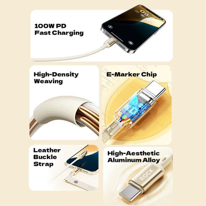 ROCK R18 Type-C to Type-C PD100W Metal Braided Fast Charging Data Cable, R18 Type-C to Type-C