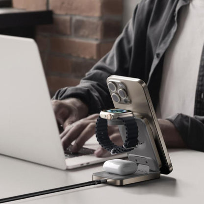 MOMAX UD36 Q.Port 3-in-1 Foldable Magnetic Wireless Charging Stand Qi2 + MFW Certified, UD36