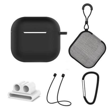 5 in 1 Silicone Earphone Protective Case + Earphone Bag + Earphones Buckle + Hook + Anti-lost Rop...