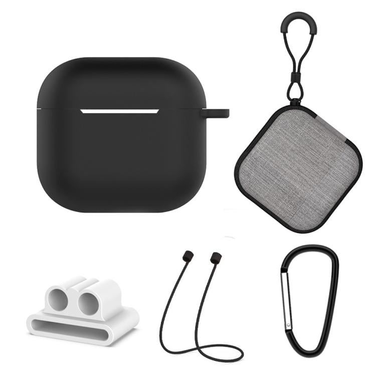 5 in 1 Silicone Earphone Protective Case + Earphone Bag + Earphones Buckle + Hook + Anti-lost Rop...