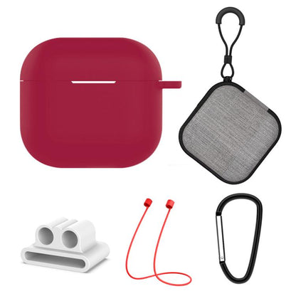 5 in 1 Silicone Earphone Protective Case + Earphone Bag + Earphones Buckle + Hook + Anti-lost Rop...