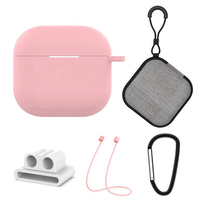5 in 1 Silicone Earphone Protective Case + Earphone Bag + Earphones Buckle + Hook + Anti-lost Rop...