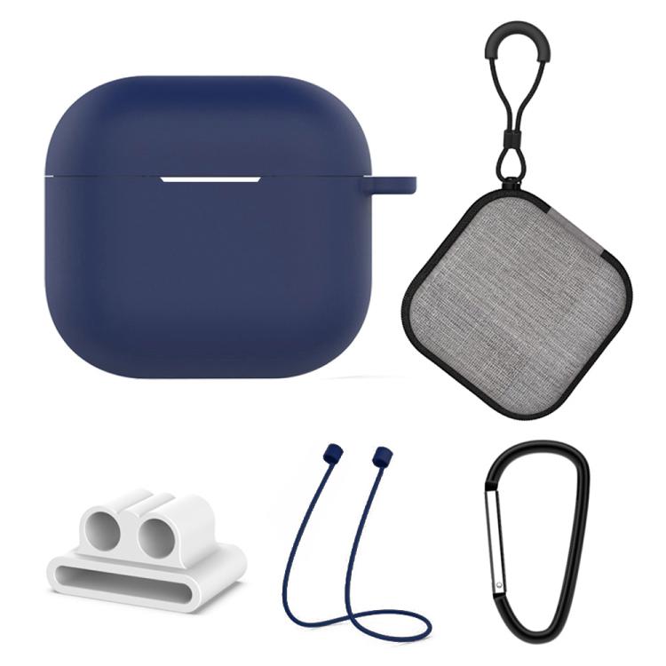 5 in 1 Silicone Earphone Protective Case + Earphone Bag + Earphones Buckle + Hook + Anti-lost Rop...