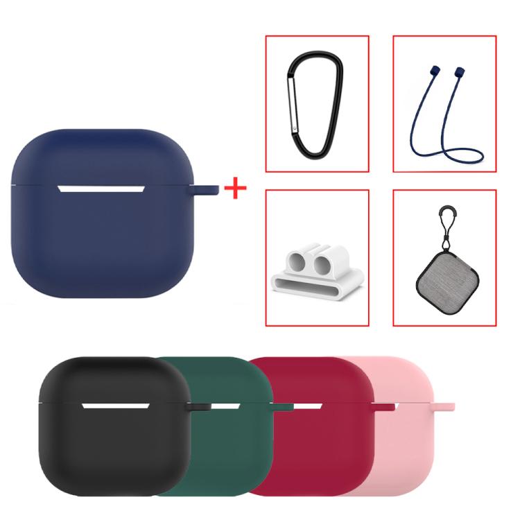 5 in 1 Silicone Earphone Protective Case + Earphone Bag + Earphones Buckle + Hook + Anti-lost Rop...