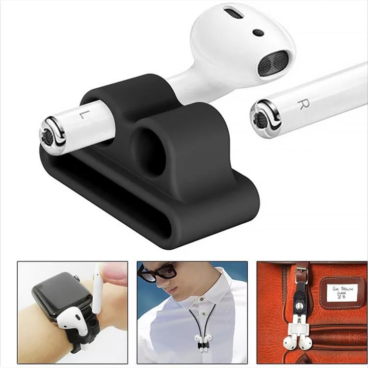 5 in 1 Silicone Earphone Protective Case + Earphone Bag + Earphones Buckle + Hook + Anti-lost Rop...