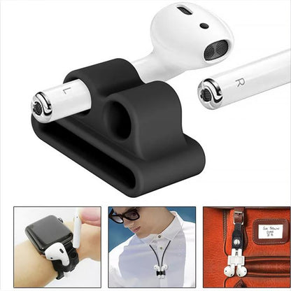 5 in 1 Silicone Earphone Protective Case + Earphone Bag + Earphones Buckle + Hook + Anti-lost Rop...