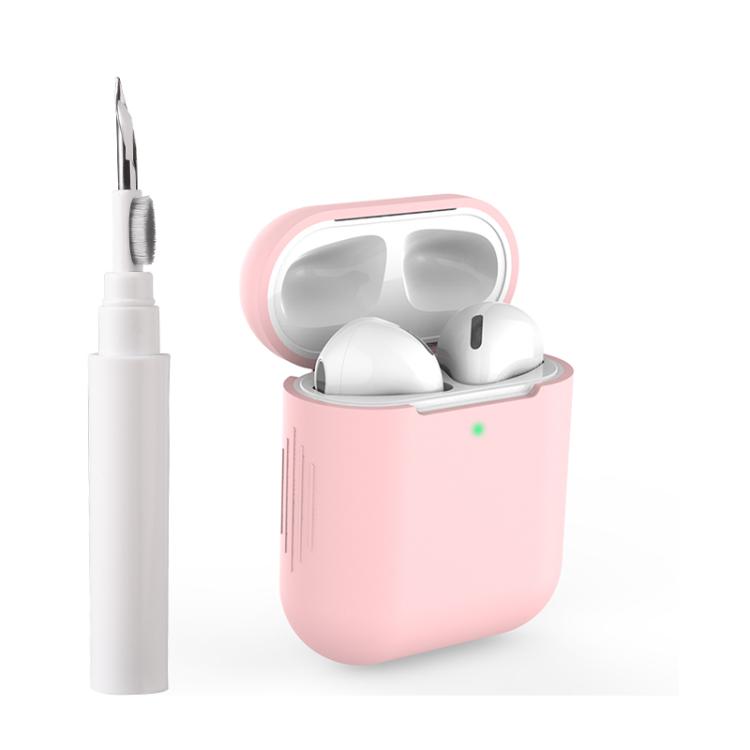 Silicone Buckleless Earphone Protective Case with Cleaning Pen, For AirPods 1 / 2