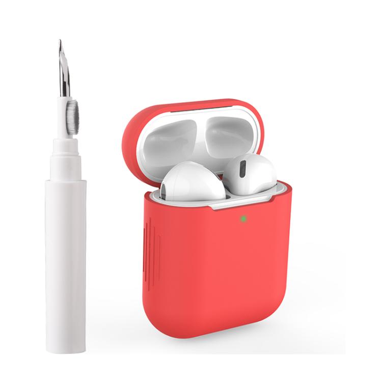 Silicone Buckleless Earphone Protective Case with Cleaning Pen, For AirPods 1 / 2