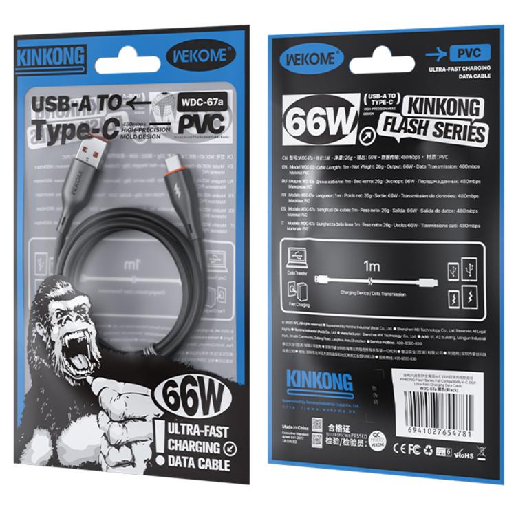 WK WDC-67a Kinkong 1m 66W PVC Data Cable, USB to Type-C
