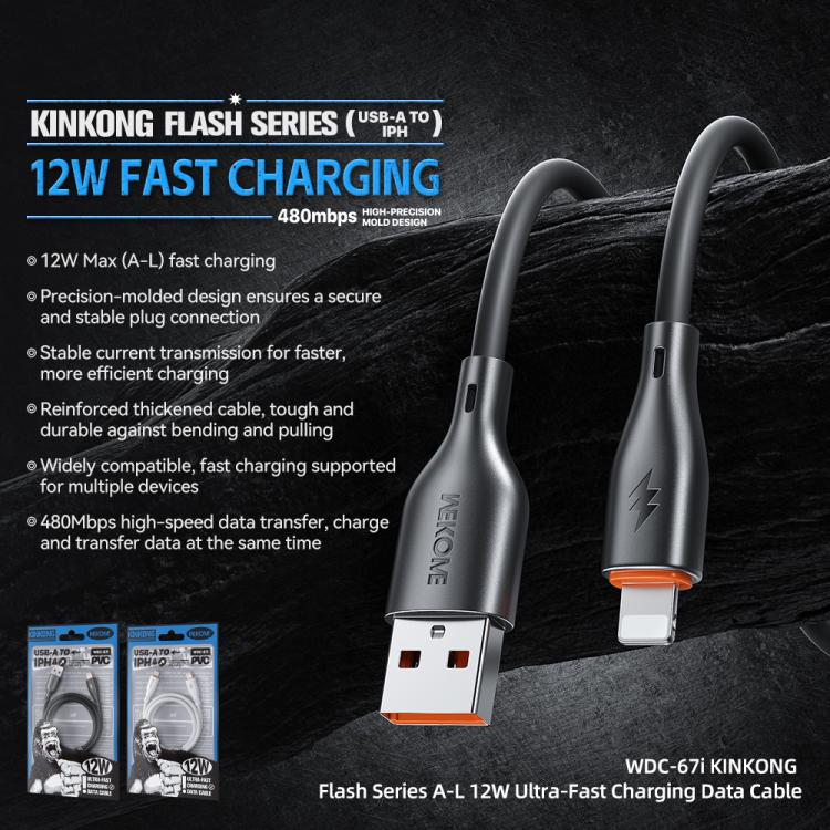 WK WDC-67i Kinkong 1m 12W PVC Data Cable, USB to 8 Pin