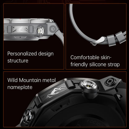 KT85 1.43 inch Screen 5ATM Outdoor Sports Smart Watch with Strong Flashlight