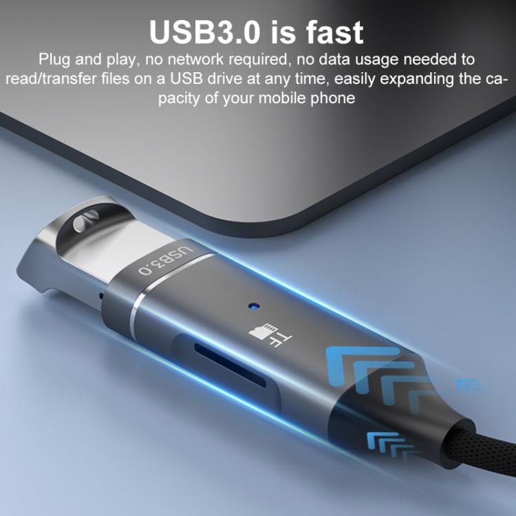 Multi-function OTG Card Reader Adapter Cable, Length: 15cm, USB-C / Type-C to USB, TF Card�������...