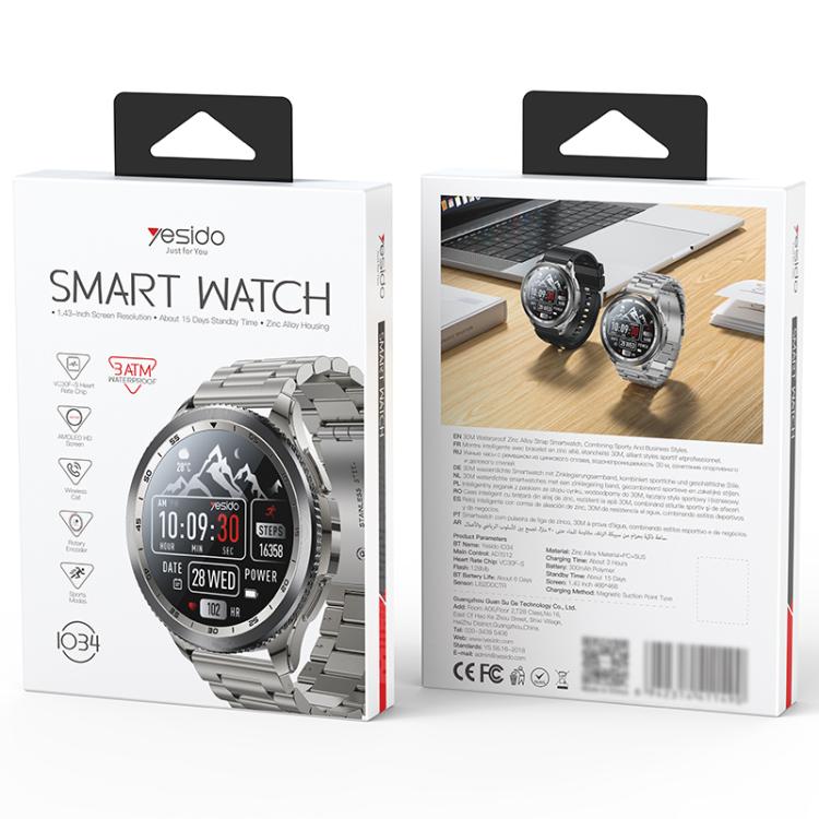Yesido IO34 1.43 inch AMOLED Screen Metal Smart Watch Support BT Call