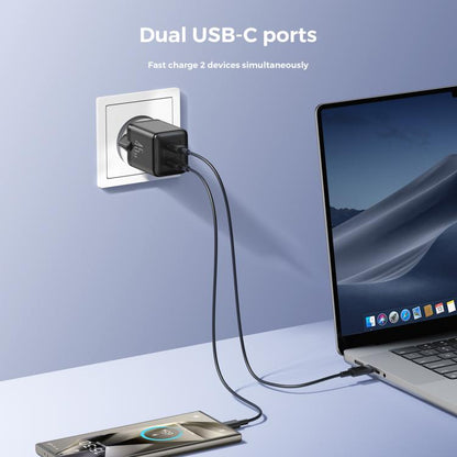 JOYROOM TCG17 45W GaN Dual USB-C / Type-C Port Mini Charger, EU Plug, UK Plug