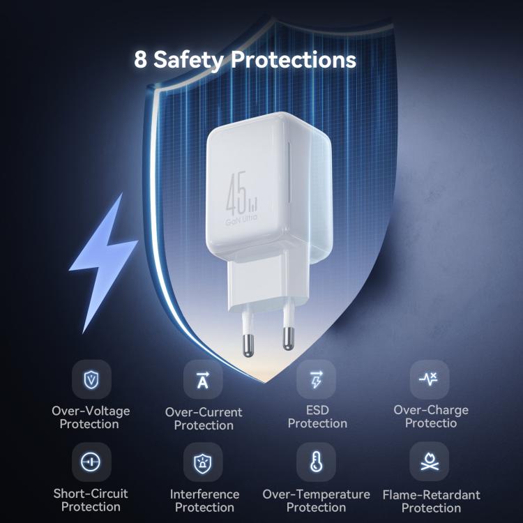 JOYROOM TCL05 45W GaN Dual USB-C / Type-C Port Mini Charger, with Cable, TCL05