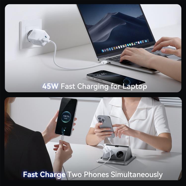 JOYROOM TCL05 45W GaN Dual USB-C / Type-C Port Mini Charger, with Cable, TCL05
