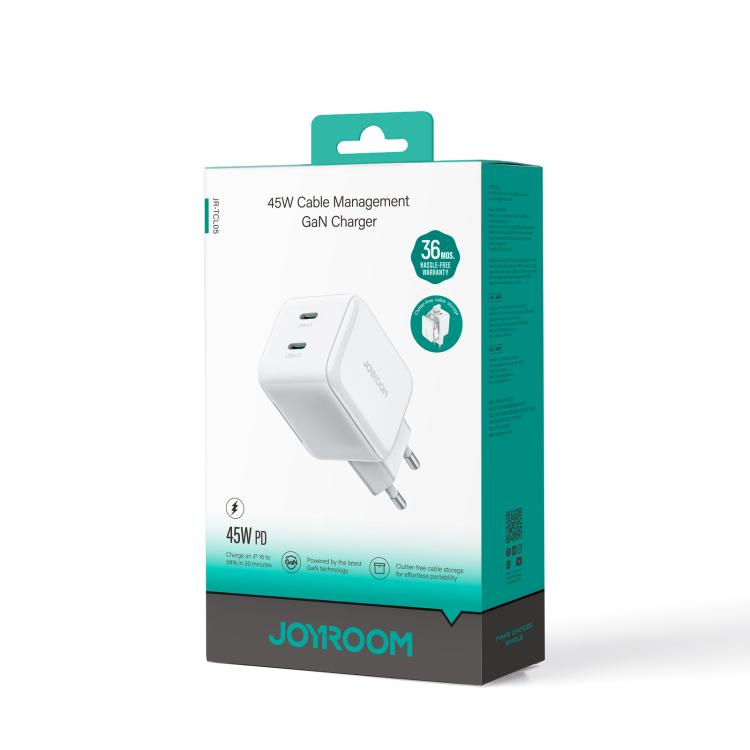 JOYROOM TCL05 45W GaN Dual USB-C / Type-C Port Mini Charger, with Cable, TCL05