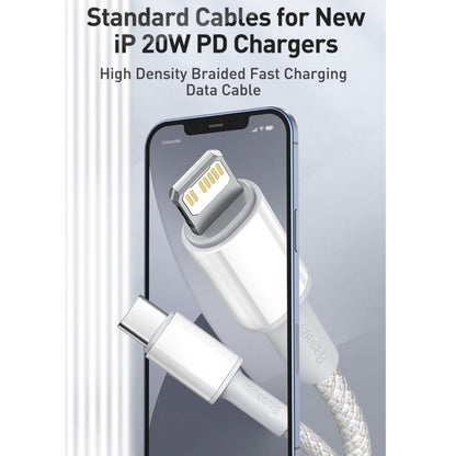 Baseus 20W Type-C / USB-C to 8 Pin PD High-density Braided Fast Charging Data Cable, Length: 2m��...