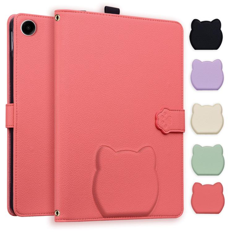 Cat Skin-feel Litchi Leather Tablet Case