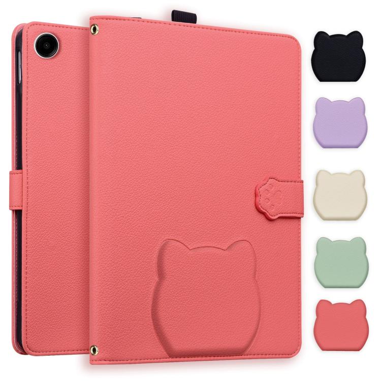 Cat Skin-feel Litchi Leather Tablet Case