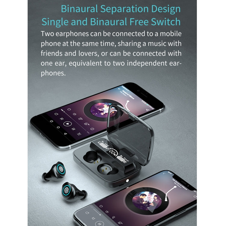 M17 Bluetooth 5.1 LED Display Screen Touch Waterproof Wireless Bluetooth Earphone with Charging B...