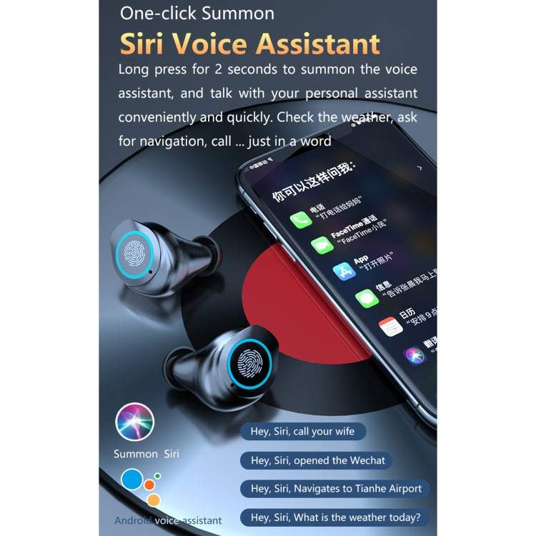 M17 Bluetooth 5.1 LED Display Screen Touch Waterproof Wireless Bluetooth Earphone with Charging B...