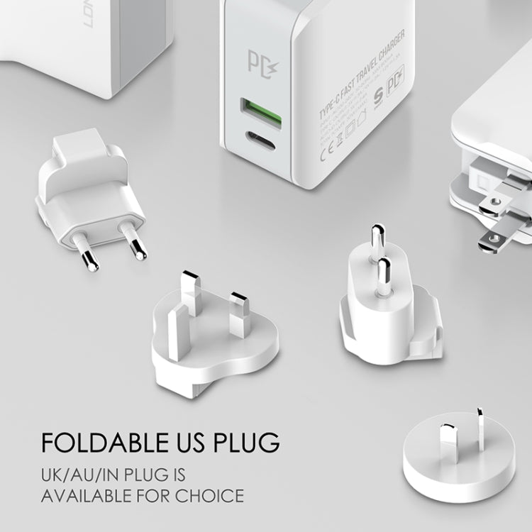 LDNIO A4403C 30W PD + Auto-id Foldable Fast Travel Charger with 1m 8 Pin Cable, AU Plug����������...