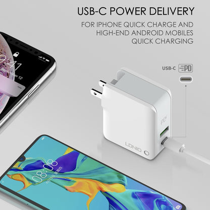 LDNIO A4403C 30W PD + Auto-id Foldable Fast Travel Charger with 1m 8 Pin Cable, AU Plug����������...