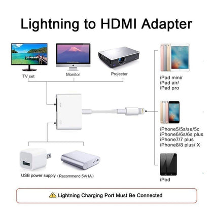 E-Gin-LTH-002 8 Pin Digital AV to HDMI Adapter + USB Charging Port for 1080P HD TV Display Screen...